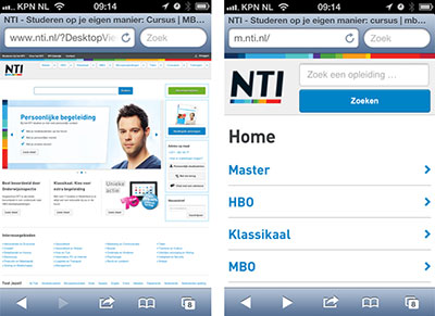 NTI.nl op desktop en mobiel