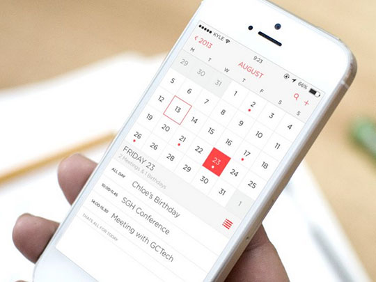 calendar app user interface