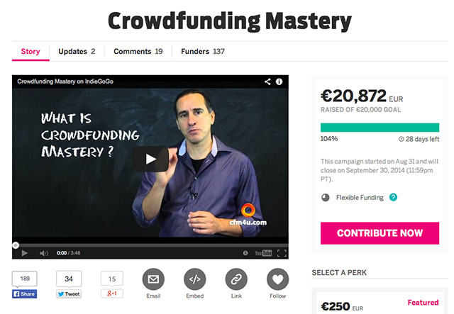 Campagne Crowdfunding Mastery op Indiegogo screenshot