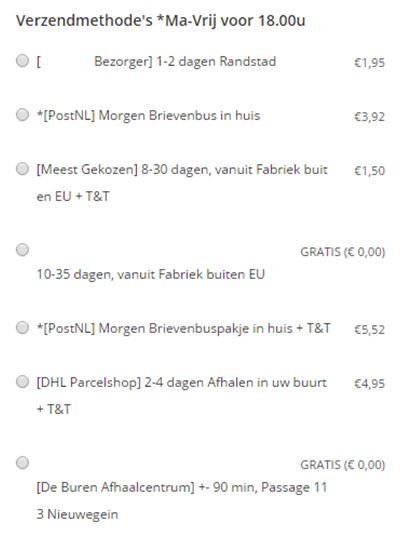 Teveel afleveropties 2