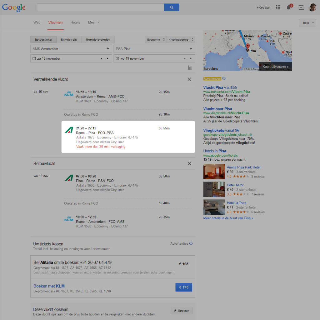 Google.nl-flights-Alitalia-vaak-vertraagd