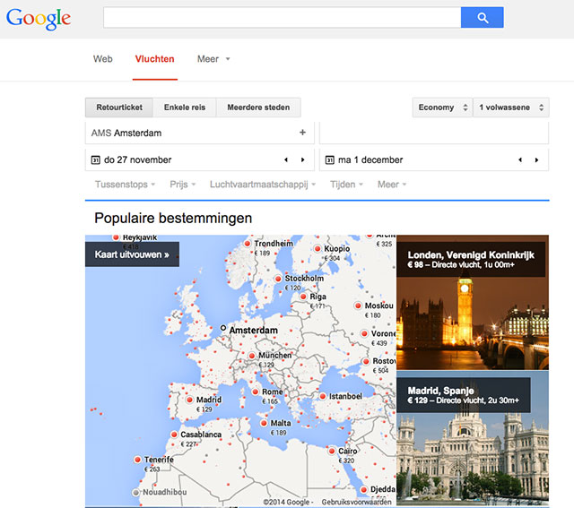screenshot Google Flights