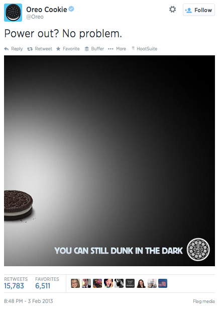 Realtime marketing Oreo Superbowl.