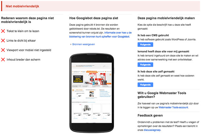 Google Mobielvriendelijke test Blokker.nl