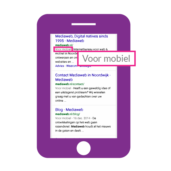 'Voor mobiel' label Google