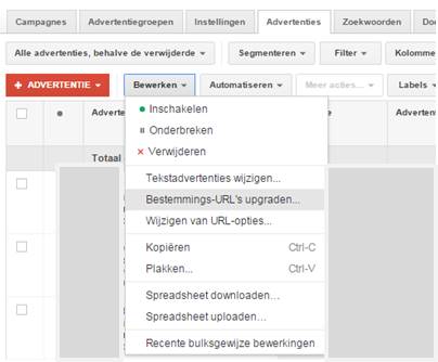 Bestemmings-URLs upgraden