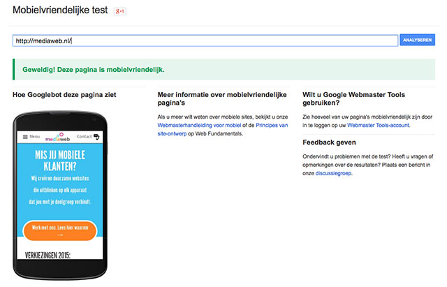 mobielvriendelijke test google