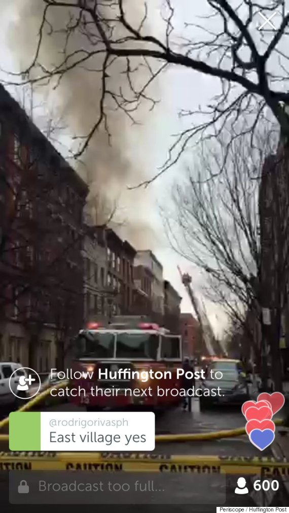 Periscope live beelden grote brand New York