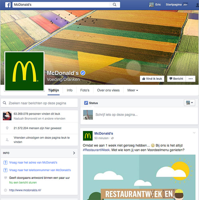 McDonald's Facebook pagina