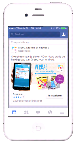 De App promotie op Facebook van Greetz