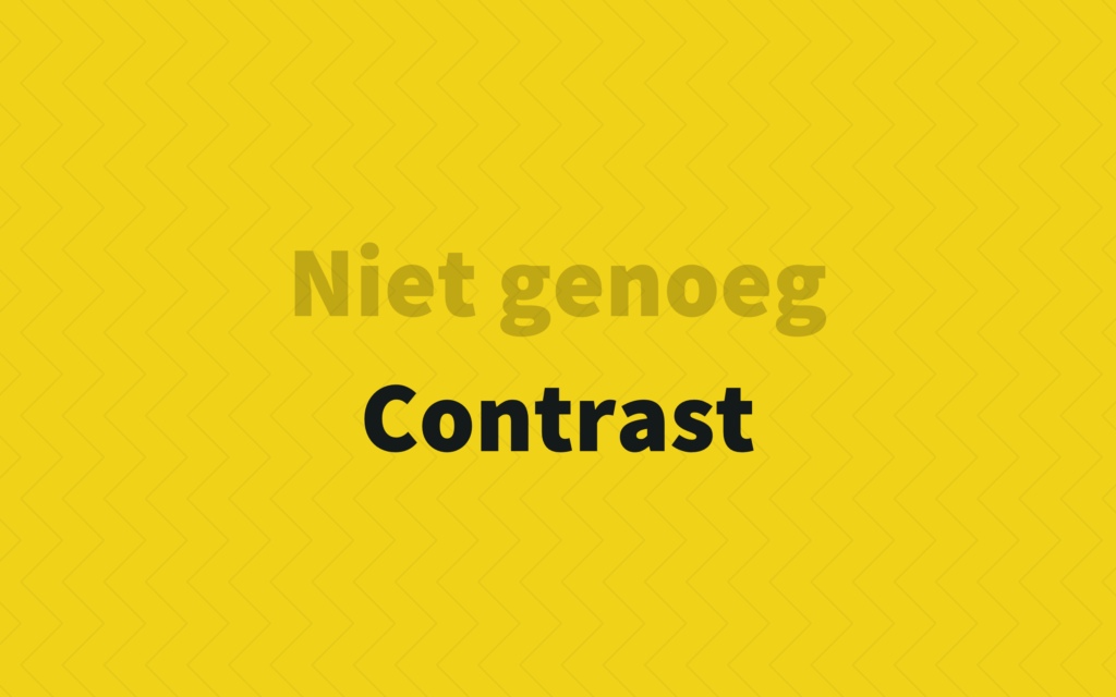 Illustratie die het verschil tussen voldoende en onvoldoende contrast laat zien.